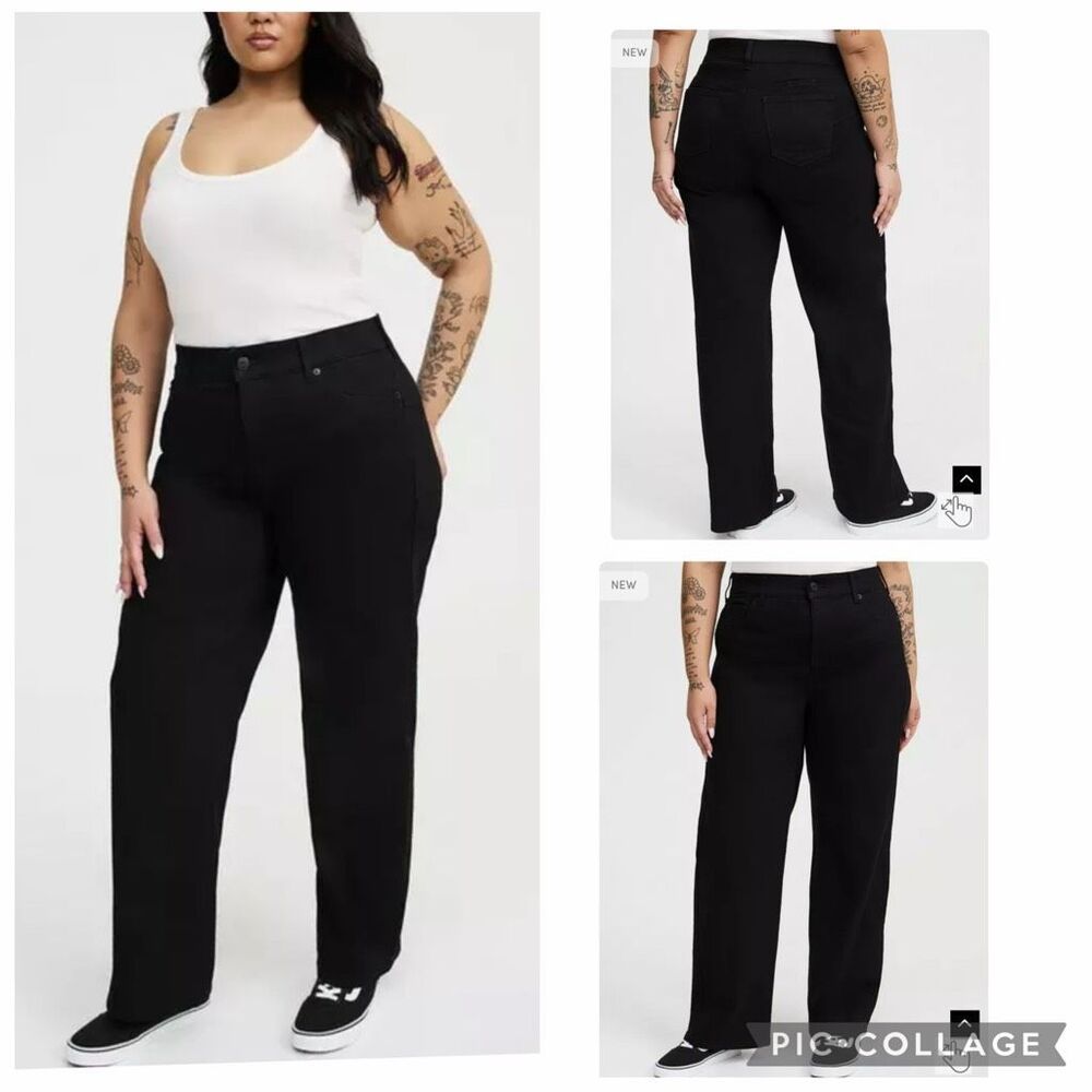 Torrid bombshell wide leg high rise jeans black 22 Short